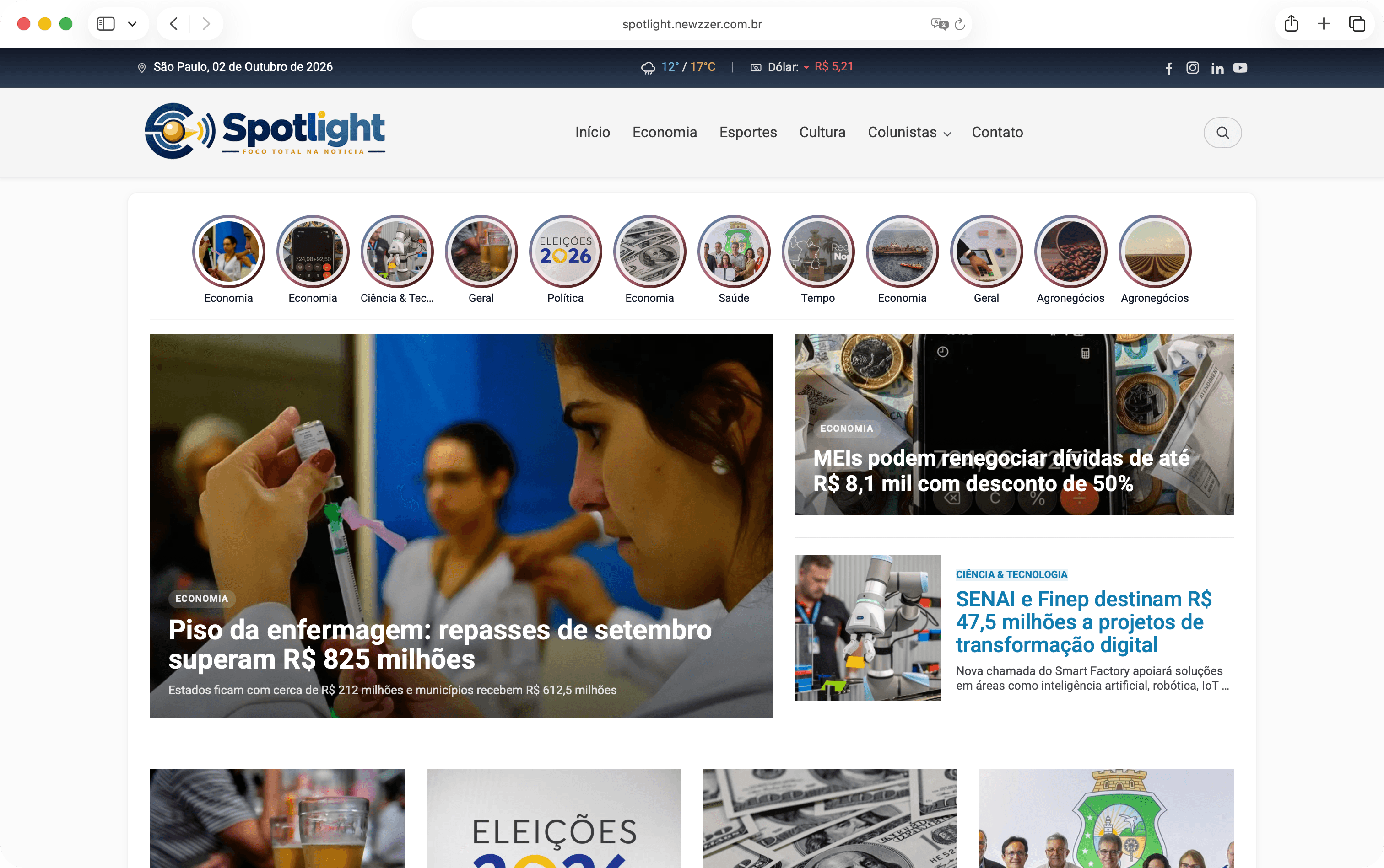Captura de tela do template Spotlight, imagem 1